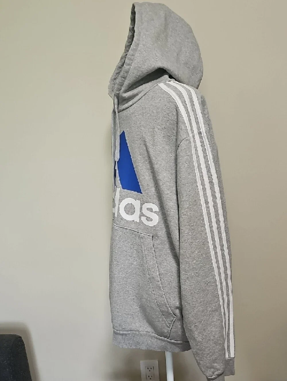 Adidas Grey Hoodie with Blue Trefoil Logo